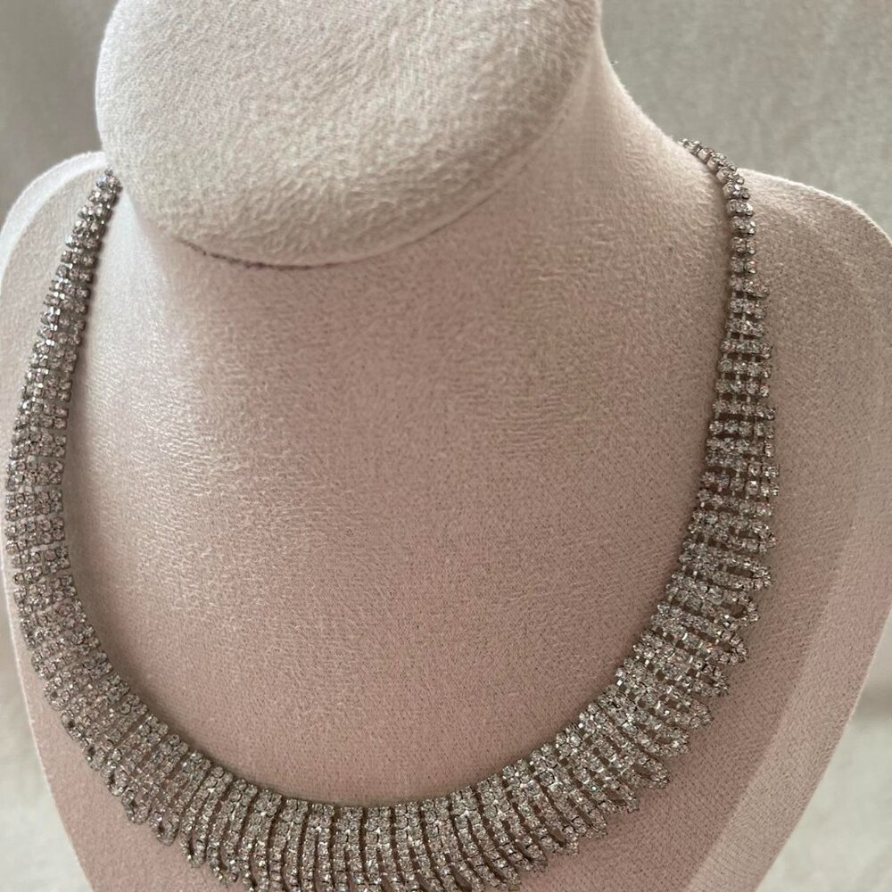 Radiant Multi-Row Rhinestone Collar Necklace - Picture 5 of 6